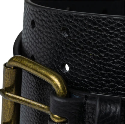 Spitfire Bighead Leather Belt - Black Pebble Grain buckle