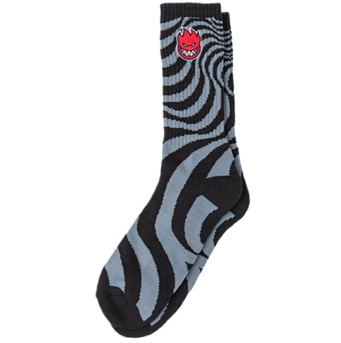 Spitfire Bighead Fill Embroidered Swirl Socks - Black/Charcoal/Red flat
