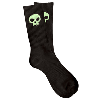 Zero Skull Crew Socks - Black/Glow in the Dark