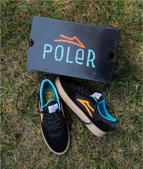 Lakai X Poler Cambridge Skate Shoe - Black/Multi Suede