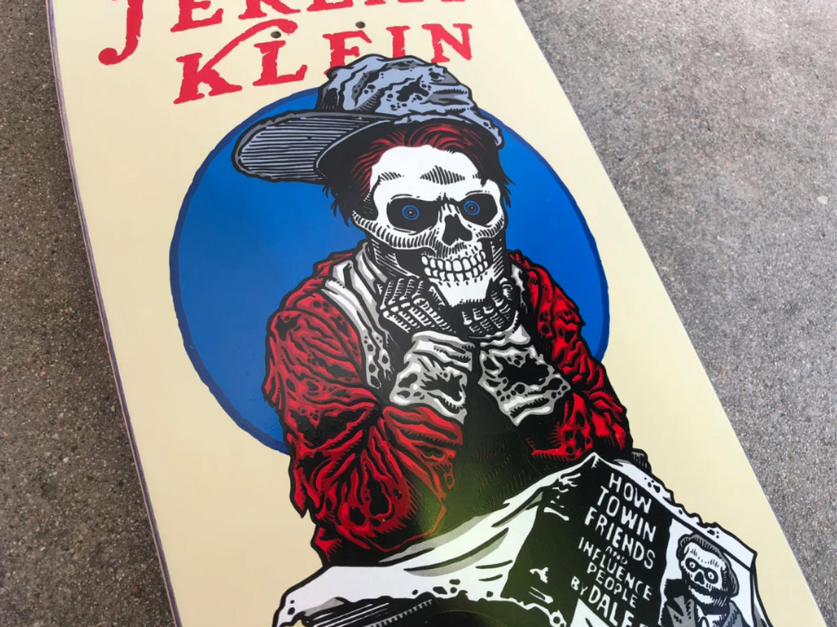 Hook-Ups Jeremy Klein Black Eye Kid Skull Skateboard Deck 9.5" graphic