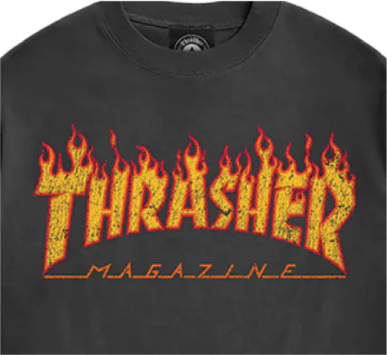 Thrasher Vintage Flame Logo Tee - Washed Black – Anchors Skateshop