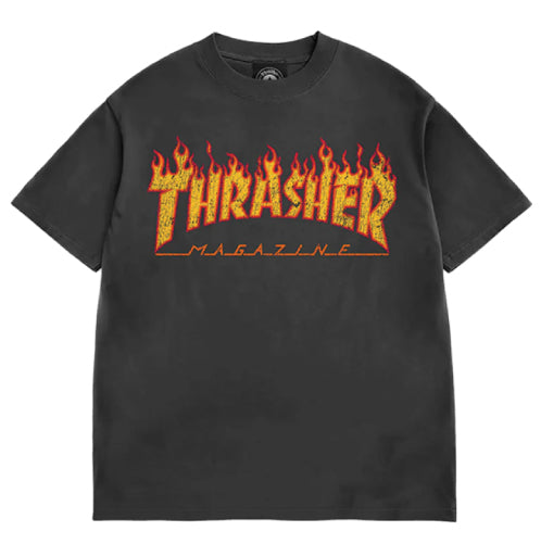 Thrasher Vintage Flame Logo Tee - Charcoal full