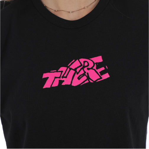 There Blocky Crop Tee - Black/Pink close