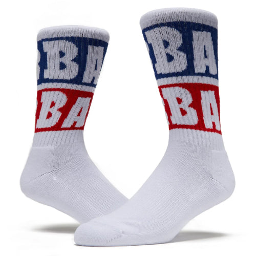 Baker Blue Block Crew Socks - White