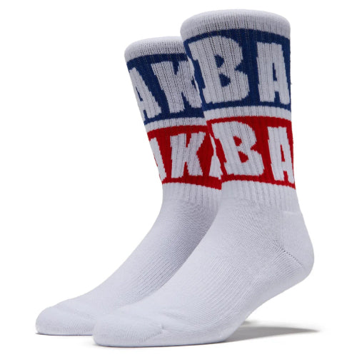 Baker Blue Block Crew Socks - White