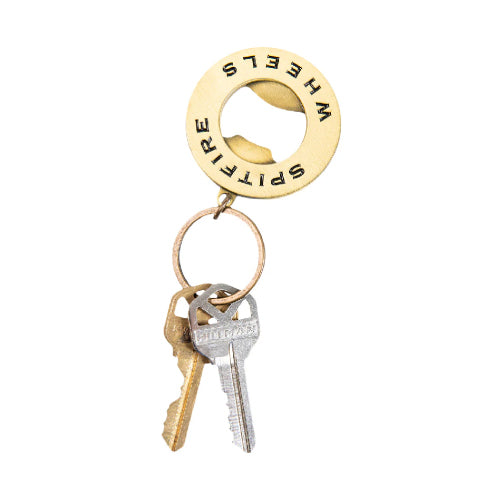 Spitfire Classic Swirl Bottle Opener Keychain - Brass use