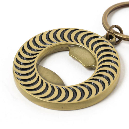 Spitfire Classic Swirl Bottle Opener Keychain - Brass front close