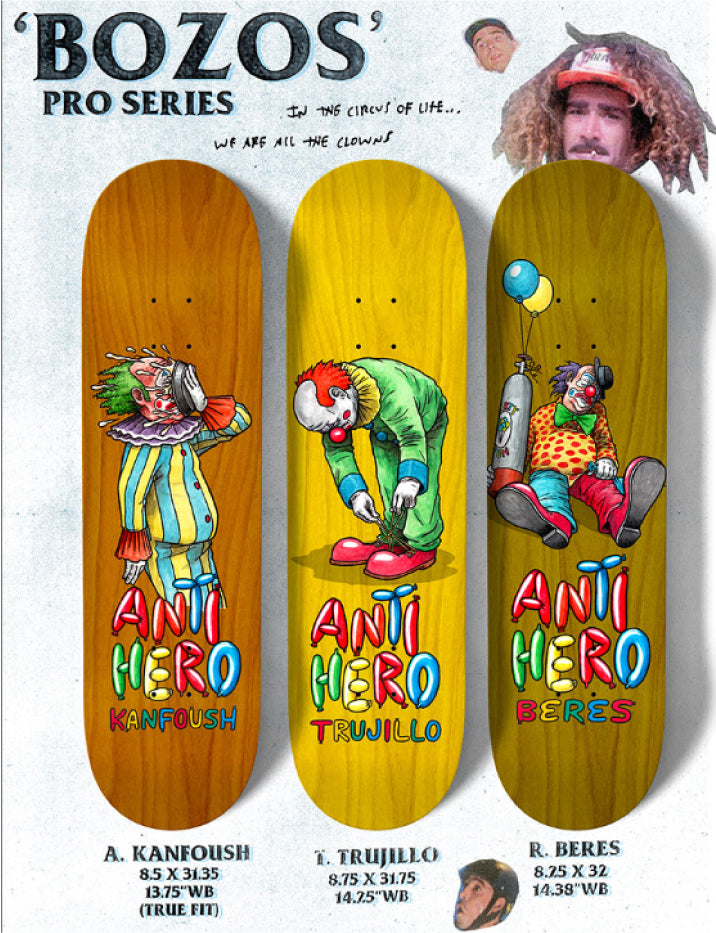 Antihero Kanfoush Bozos True Fit Skateboard Deck 8.5"