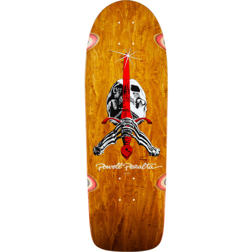 Powell Peralta Ray Rodriguez OG Skull & Sword Brown Stain Reissue Skateboard Deck 10.0" graphic