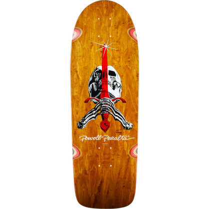 Powell Peralta Ray Rodriguez OG Skull & Sword Brown Stain Reissue Skateboard Deck 10.0" graphic