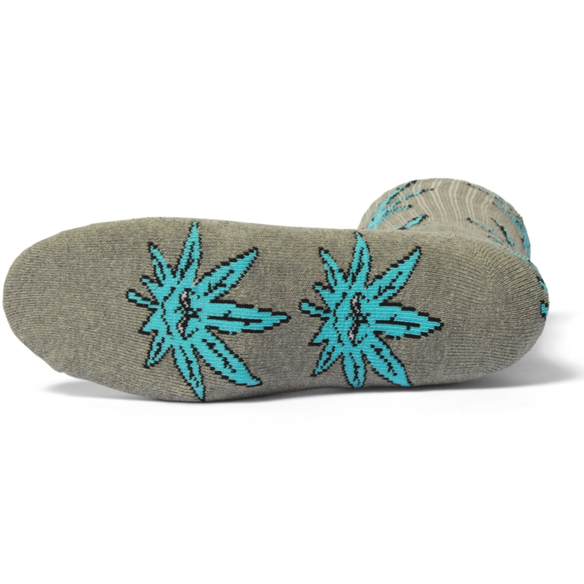 HUF Green Buddy Crew Socks heather grey bottom