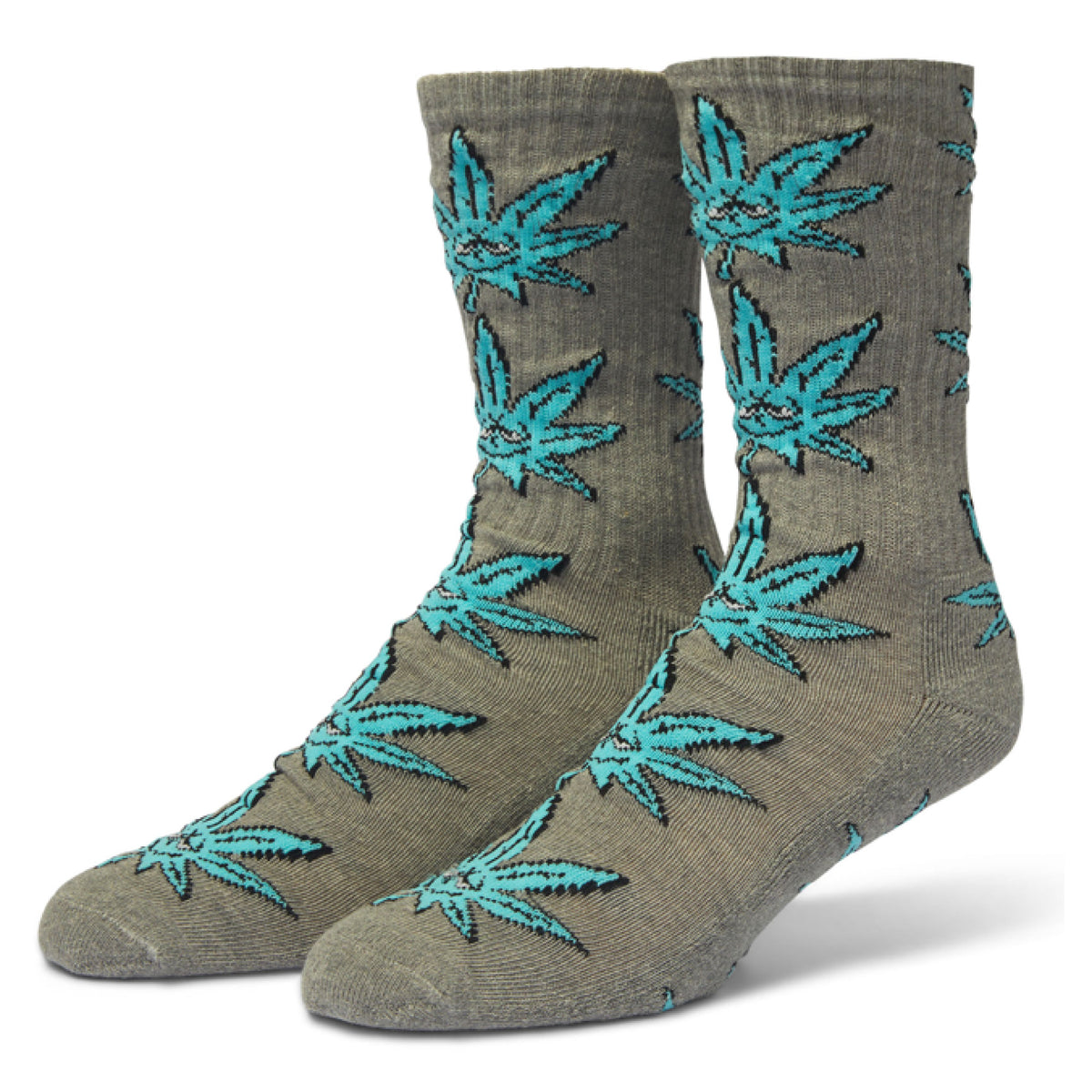 HUF Green Buddy Crew Socks heather grey