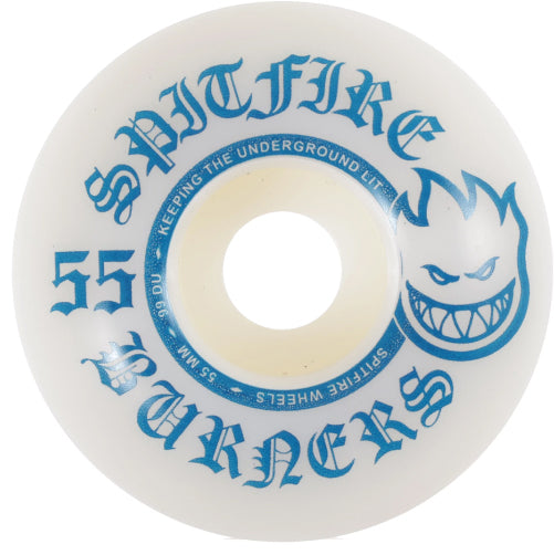 Spitfire Burners Wheels White/Blue 55MM 99D outside