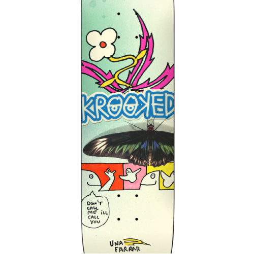 Krooked Una Butterfly Call Skateboard Deck 8.5" graphic