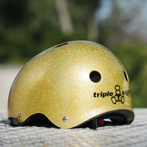 Triple Eight Certified Sweatsaver Helmet gold glitter photo