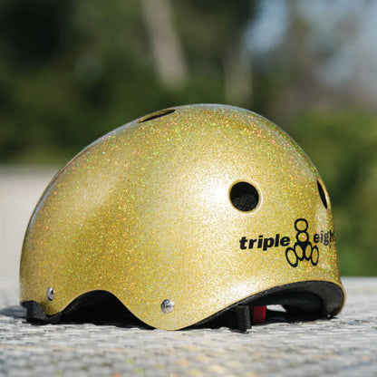 Triple Eight Certified Sweatsaver Helmet gold glitter photo