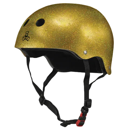 Triple Eight Certified Sweatsaver Helmet gold glitter profile