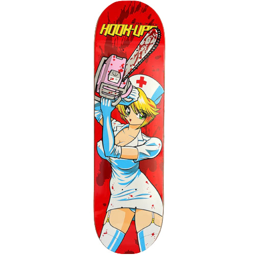 Hook-Ups Chainsaw Nurse Nikki Skateboard Deck 8.5" photo