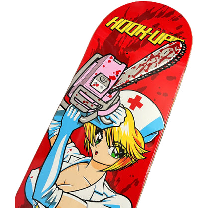 Hook-Ups Chainsaw Nurse Nikki Skateboard Deck 8.5" photo close