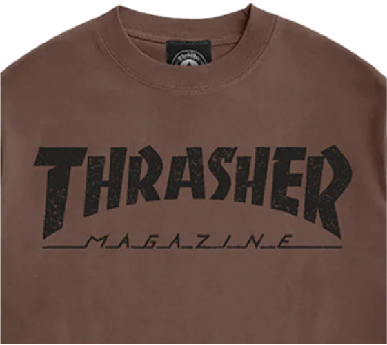 Thrasher Vintage Logo Tee - Washed Chocolate graphic