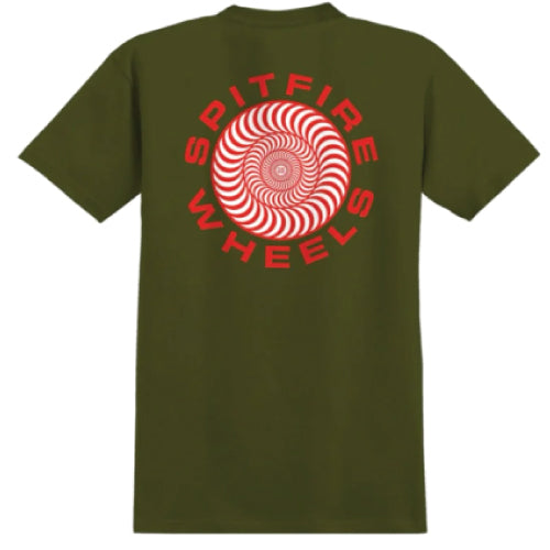 Spitfire Classic 87 Swirl Tee - Army Green/Red