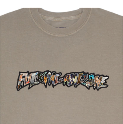 Fucking Awesome Dill Collage Logo Tee - Khaki graphic