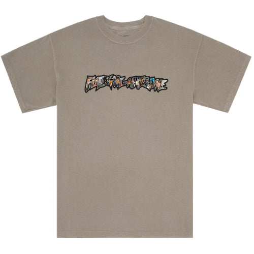 Fucking Awesome Dill Collage Logo Tee - Khaki