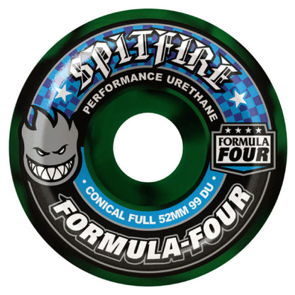 Spitfire F4 Conical Full Green/Black Swirl Wheels 52MM 99D