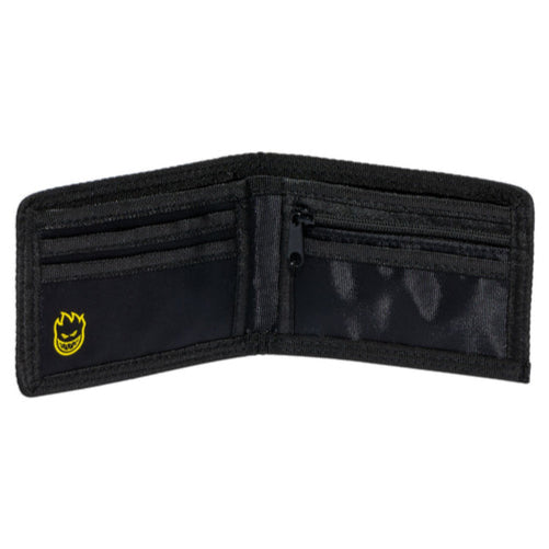 Spitfire Corduroy Flames Script Bi-Fold Wallet - Black
