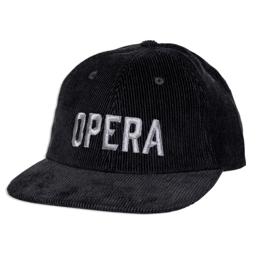 Opera Corduroy Strapback Hat - Black front