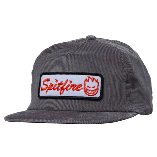 Spitfire Courier Patch Corduroy Snapback Hat - Charcoal/White