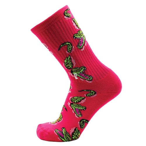 Psockadelic Croc Pink Crew Socks