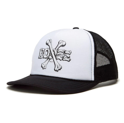Powell Peralta Cross Bones Trucker Snapback Hat - White/Black