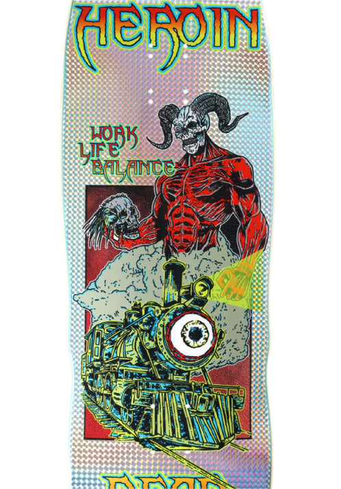 Heroin Dead Dave Hellscape Skateboard Deck Holographic 10.1" close