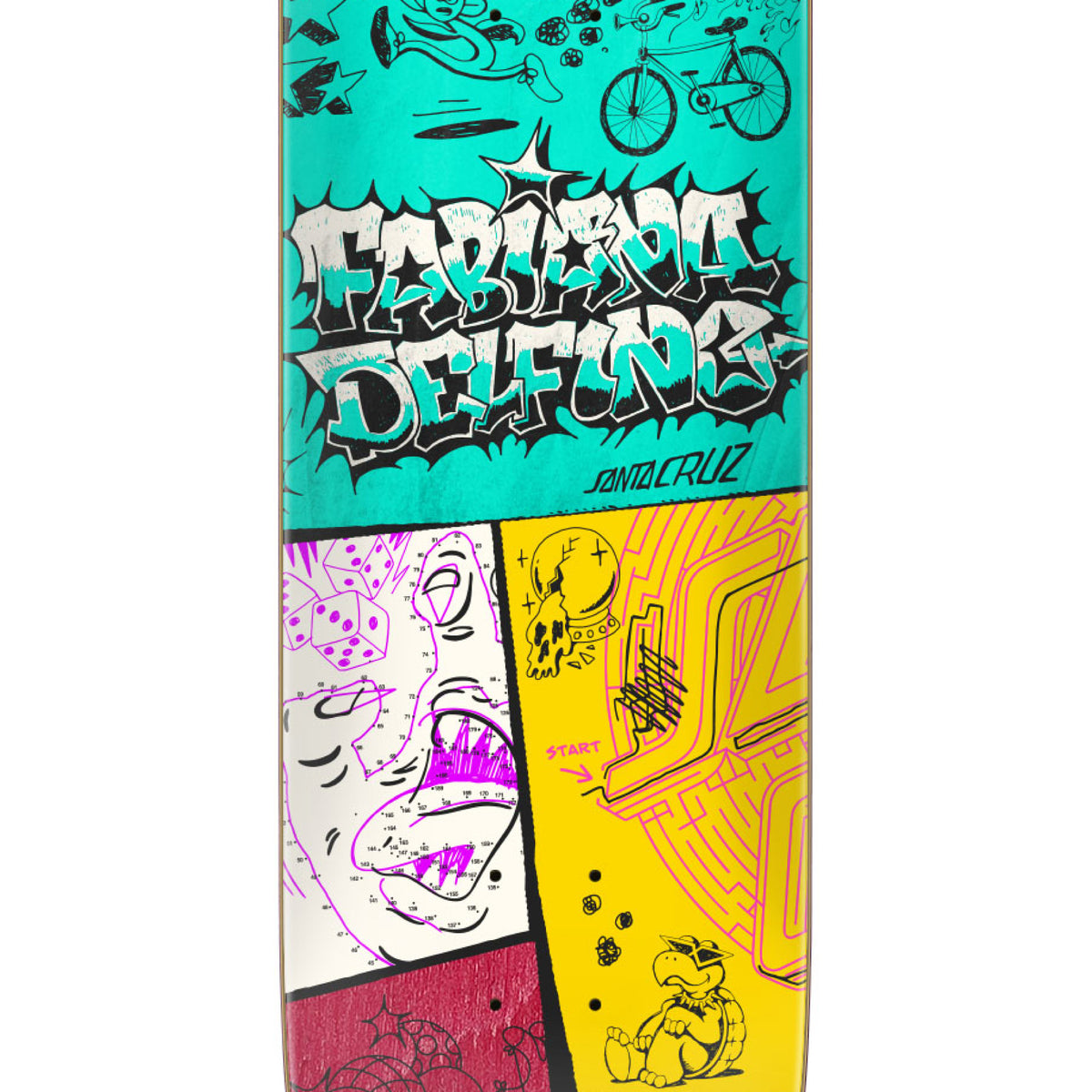 Santa Cruz FeelBase Delfino Scribble Skateboard Deck 8.25" graphic