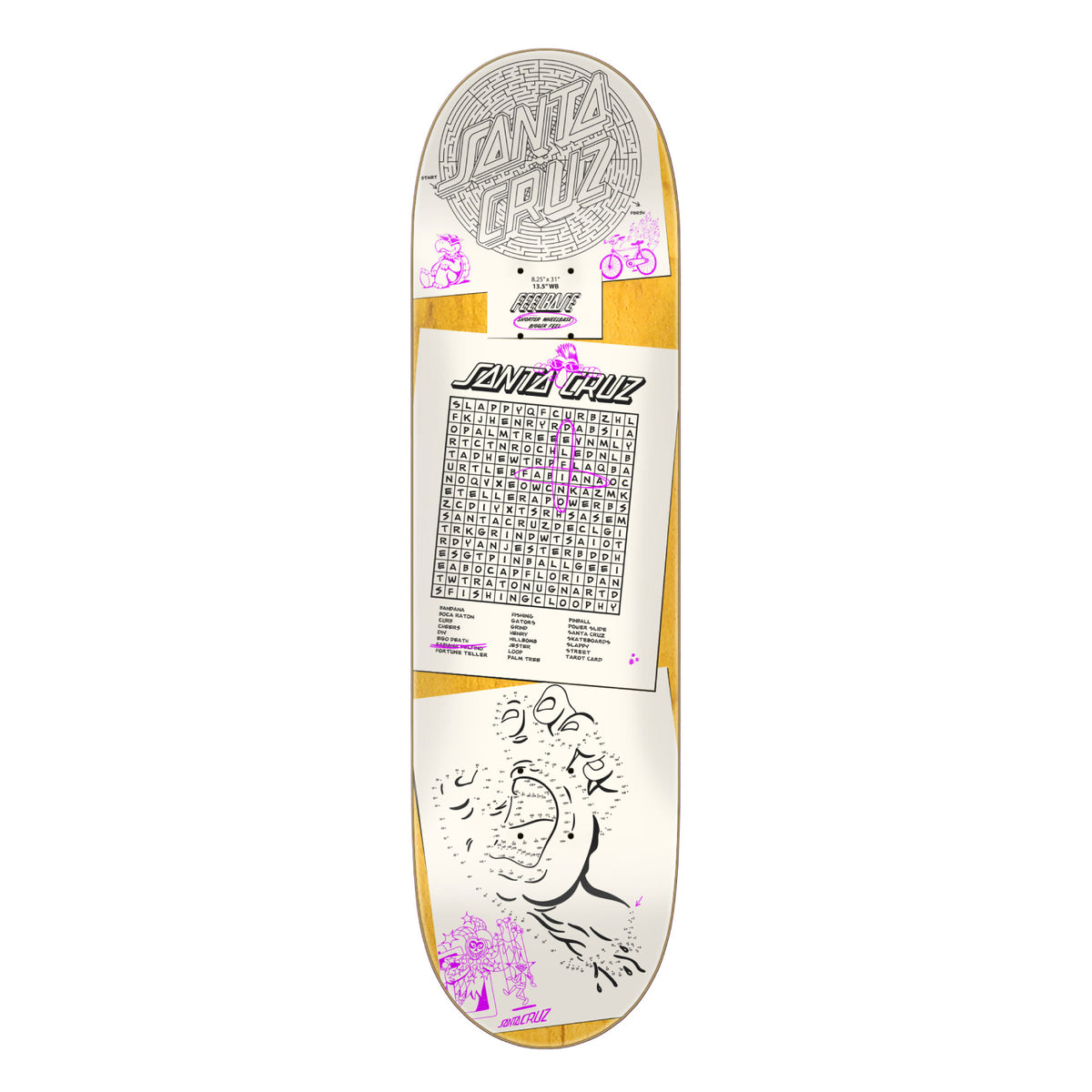 Santa Cruz FeelBase Delfino Scribble Skateboard Deck 8.25" top