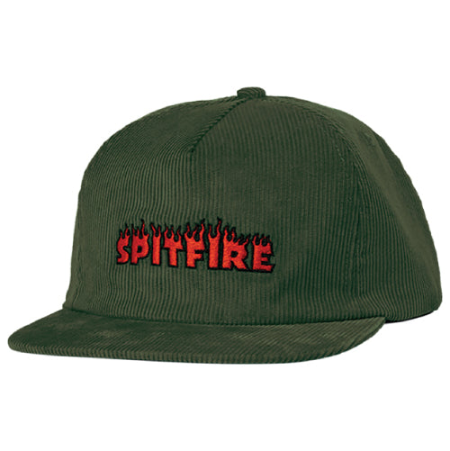 Spitfire Demonseed Script Corduroy Snapback Hat - Green/Red front