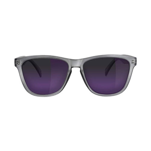 Glassy Deric Polarized Sunglasses - Matte Transparent Dark Grey/Purple Mirror