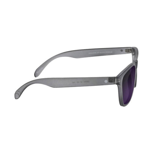 Glassy Deric Polarized Sunglasses - Matte Transparent Dark Grey/Purple Mirror