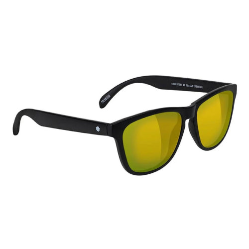 Glassy Deric Polarized Sunglasses - Matte Black/Gold Mirror