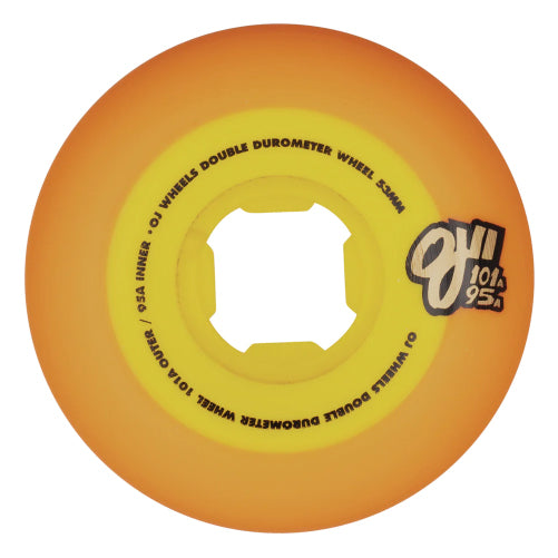 OJ Double Duro Skateboard Wheels Orange/Yellow 53MM 101A/95A