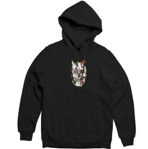 Deathwish Skull Head Demons Pullover Hooded Sweatshirt - Black