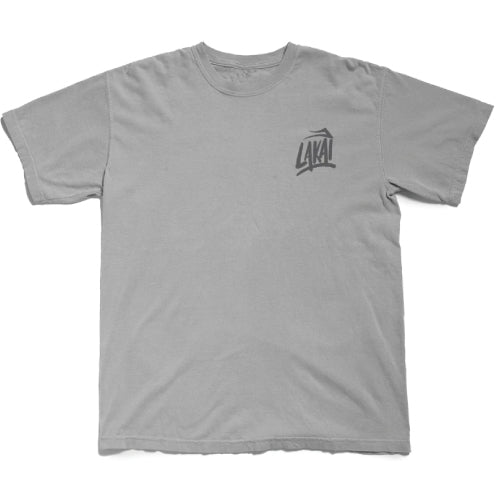 Lakai Brush Garment Dyed Tee - Charcoal w/ Grey Logo