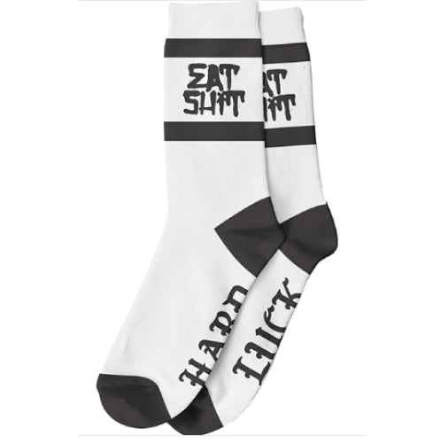 Hard Luck Eat Shit Crew Socks white/black