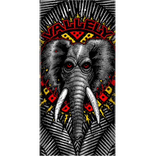 Powell Peralta Flight Vallely Elephant Skateboard Deck Black/Silver Foil 8.63" graphic