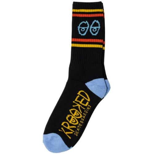 Krooked Eyes Crew Socks - Black/Blue/Gold/Red