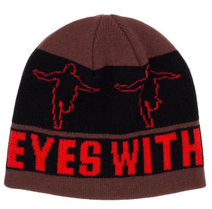 Hockey Eyes WIthout a Face Beanie - Brown