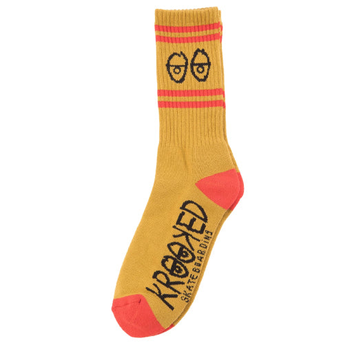 Krooked Eyes Crew Socks - Gold/Red/Black