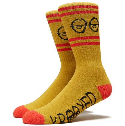 Krooked Eyes Crew Socks - Gold/Red/Black